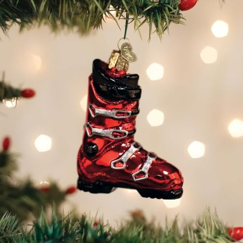 Old World Christmas Ski Boot Glass Ornament for Christmas Tree, Handcrafted Holiday Decor