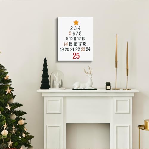 Christmas 23 Modern Wall Art - Holiday Countdown Picture 8x10 Framed for Christmas Decor
