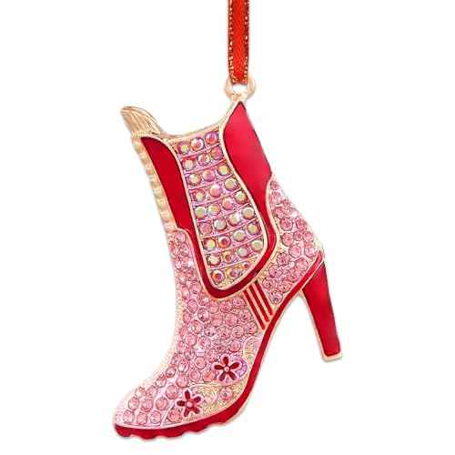 Pink High Heel Christmas Ornament 2025 Crystal High Heel Shoe Ornament for Christmas Tree Decorations Xmas Gifts for Women Girlfriend Sister Girl Mom Bestie Girlfriend Rhinestone Xmas Ornament