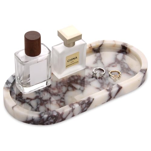 Stonemanus Calacatta Viola Marble Oval Tray 10x5 Inches - Elegant Home Decor