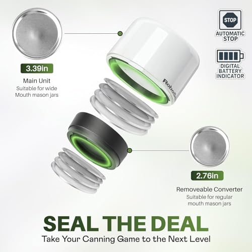 Rechargeable Mason Jar Vacuum Sealer Kit with 10 Lids - Cordless Food Preserver