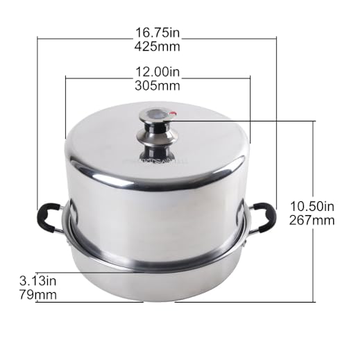 Kitchen Crop Aluminum Steam Canner with Temperature Indicator - Large Capacity