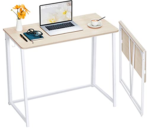 Large Size Foldable Computer Desk 39.4" for Small Spaces - Oak Finish