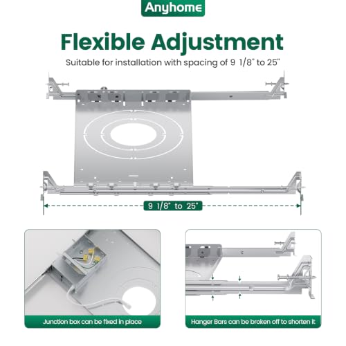 10 Pack Construction Mounting Plate for 9 1/8"-25" Joists - Adjustable Ceiling Support - Anyhome Variation 10