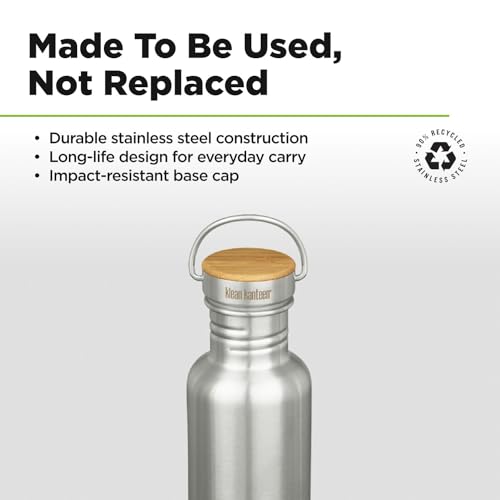 Reflect 27oz Stainless Steel Water Bottle with Bamboo Cap - Brushed Finish