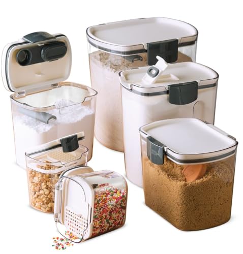 Progressive Multicolor 6-Piece Airtight Kitchen Storage Canister Set for Flour & Sugar