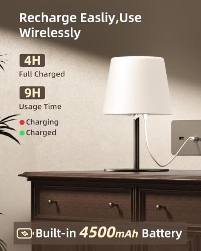 Cordless Waterproof Shower Lamp - Black, 3 Color Temperatures, Rechargeable, Touch Dimming, 1 Pack