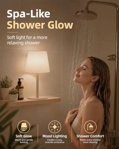 EZVALO Waterproof Shower Lamp Khaki 3-Color Rechargeable Cordless Mood Light