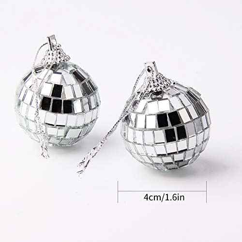 12 Pcs Silver Disco Mirror Ball for Party Decoration, Christmas Tree Wedding Birthday Party Ornaments(4CM)
