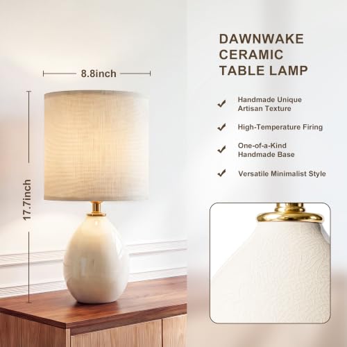 Dawnwake Cream 17.7" Ceramic Table Lamps Set of 2 for Living Room & Bedroom