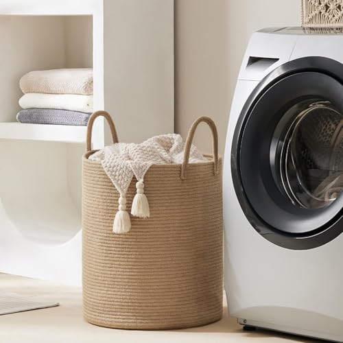 Large 72L Jute Laundry Hamper Basket - Tall Woven Rope Storage Bin for Bedroom & Nursery