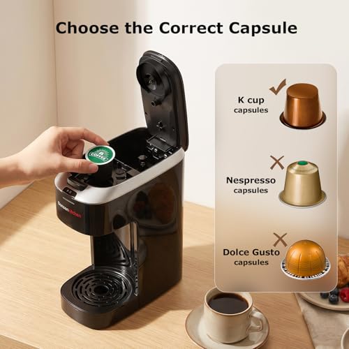 Single Serve Coffee Maker with K Cup Pod Compatibility, 6-14oz Brew Size
