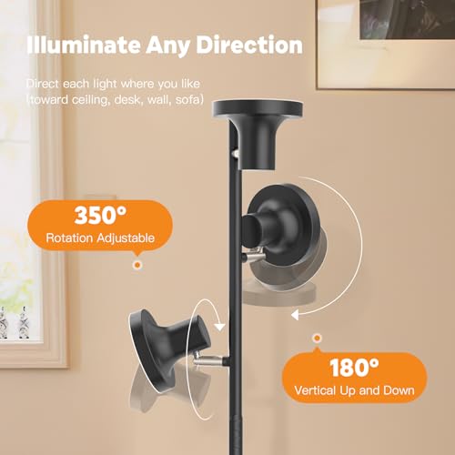SIBRILLE Black 36W LED Tree Floor Lamp with Remote & Touch Control, Dimmable Modern Standing Light for Living Room & Bedroom