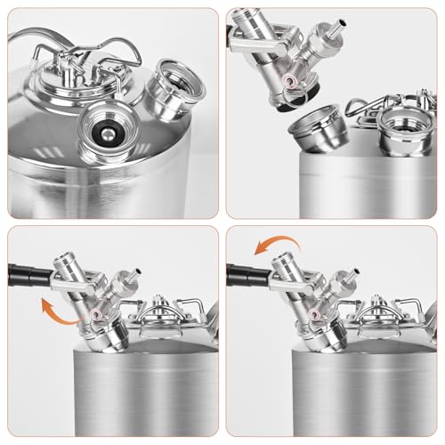 Stainless Steel Beer Line Cleaning Keg with 2 D Couplers - 2.5 Gallon 10L Kit