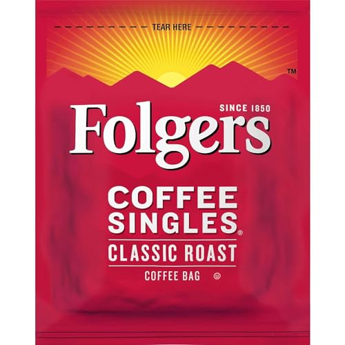 Folgers Medium Roast Coffee Singles Pack of 12 - 228 Single Serve Bags - Classic Roast / 19 Count