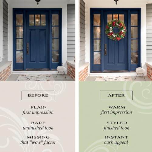 24 Inch Christmas Wreath - Holiday Xmas Decor for Front Door & Wall