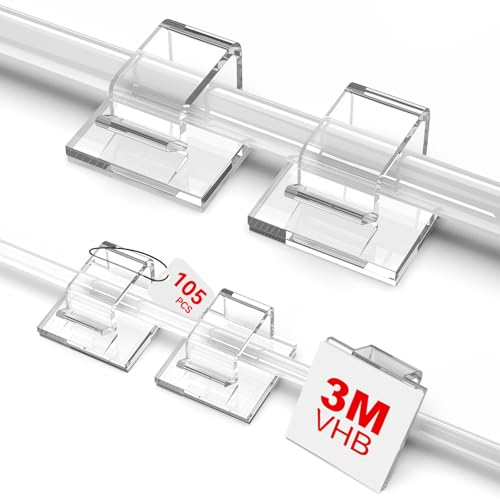 105 PCS Christmas Light Clips (Small & Large), Adhesive Hooks for Outdoor String Lights, Clear Cable Clips Wire Holder Cord Organizer for Patio, Porch Holiday Decor Cable Management