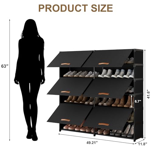 42-Pair 2x7 Tier Shoe Cabinet Storage Organizer - Black, Variation 2 by 7(42 Pairs)