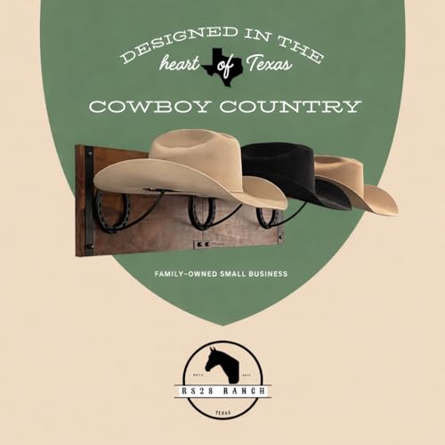 Wall Mount Cowboy Hat Rack - Handmade Wood & Metal Western Hat Organizer