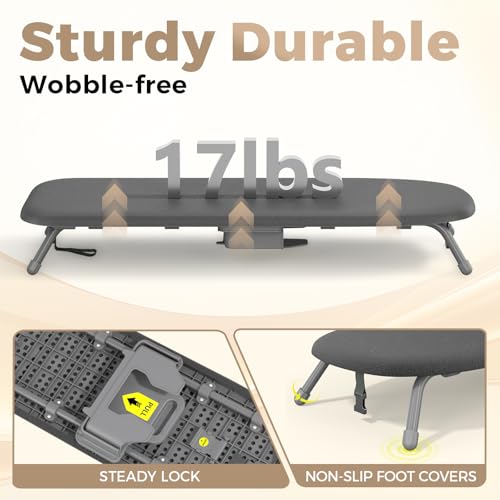 KINGBOARD Black Folding Tabletop Ironing Board with Iron Holder, 12x32 Inches