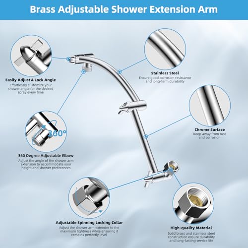Square 12-Inch Metal Rain Shower Head with 16-Inch Extension Arm - Chrome