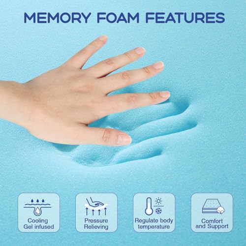VALUXE Twin XL Mattress Topper 3 Inch Cooling Gel Memory Foam