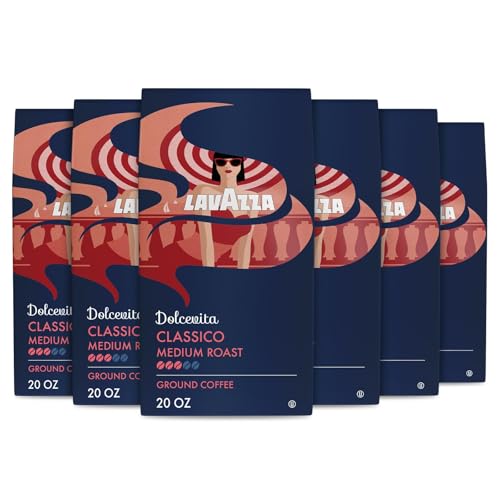 Lavazza Dolcevita Classico Ground Coffee - 6 Pack, 20oz Bags, Medium Roast, Arabica & Robusta
