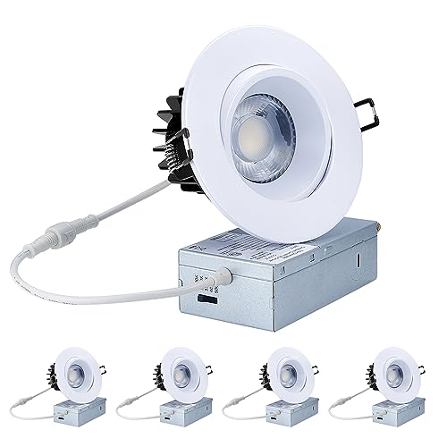White 4 Inch Gimbal LED Recessed Lights 4 Pack - Adjustable, 1200lm