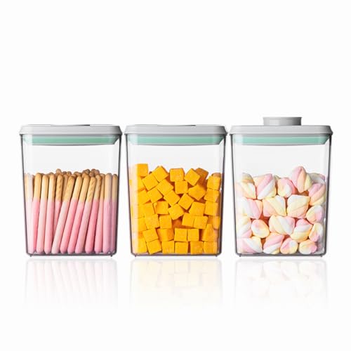 1200 ML Stackable Airtight Food Storage Containers Set - 3 Pieces with One-Button Pop Lid