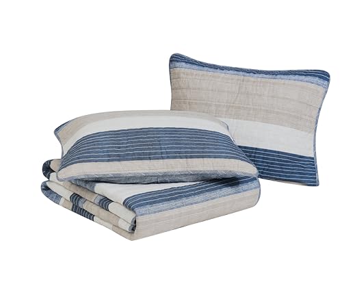 Queen Quilt Set with Shams - Ridgeport Denim, Lightweight Cotton Bedding