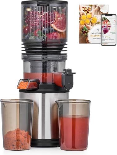 AMZCHEF Cold Press Juicer Machine with 6.5-Inch Wide Chute - Grey