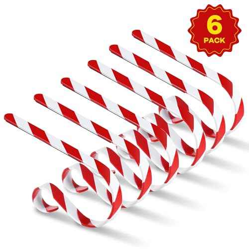 Loncaster Christmas Stocking Holders for Mantle Set of 6, Adjustable Candy Cane Stocking Holder for Mantle, Non-Slip Lightweight Xmas Hangers for Christmas Decorations(Red & White)