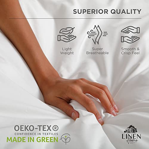 Linen Home 100% Cotton Percale King Size Fitted Sheet only, White