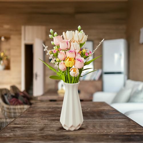 Building Set for Adults - Tulip and Rose Flower Bouquet DIY Kit, 487 Pieces