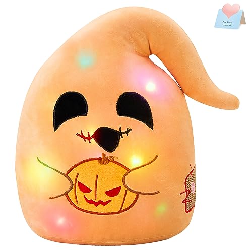 BSTAOFY 12'' Light up Halloween Ghost Plush Pillow with Pumpkin Lantern LED Halloween Plush Toy Home Party Decorations Nightmare Before for Toddler Kids