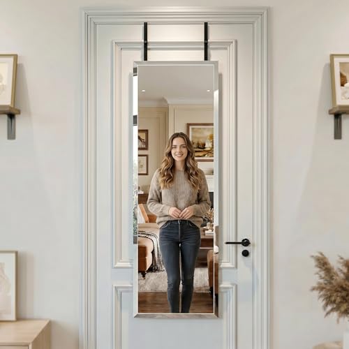 48x14 Inch Frameless Beveled Full Length Door Mirror - Over-the-Door Decor