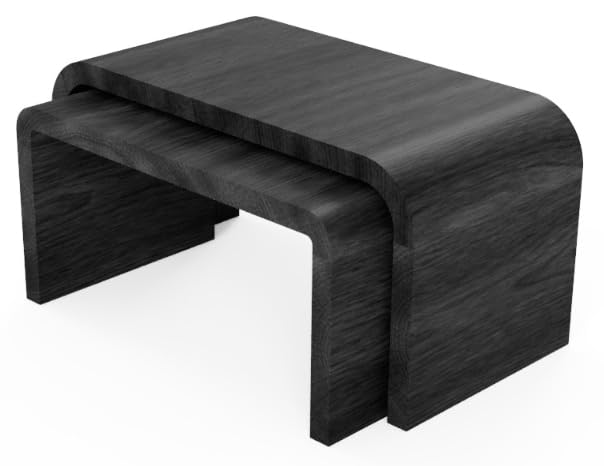 Stead Curved Nesting Coffee Table Set of 2, Modern Wood Tables for