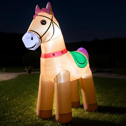 TRMESIA 6FT Christmas Spring Farm Ranch Horse Inflatable – Cute Animal Yard Decor