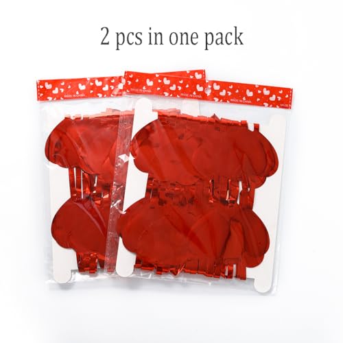 Abien Heart Tinsel Curtains Heart Decorations Red Love Streamers for Valentines Party Decorations Backdrop for Engagement Wedding Theme Birthday Props 2PCS