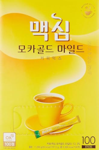 Maxim Mocha Gold Mild Coffee Mix 12g x 100 Packs (42.32 oz) - Korean Instant Coffee