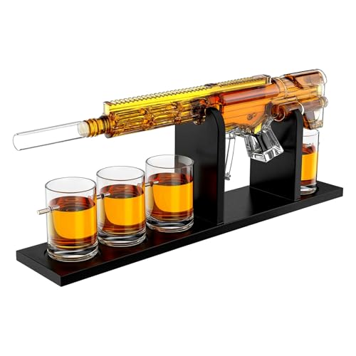 AR15 Gun Whiskey Decanter Set with Scope - Limited Edition Bullet Glasses Gift