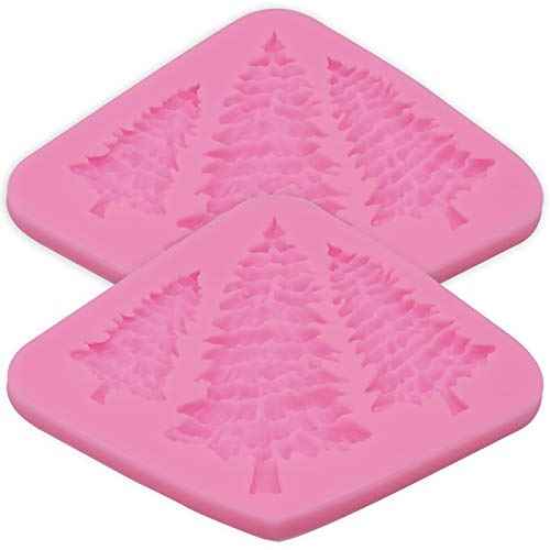 2 Piece Pine Moulds Cedar Mold,Christmas Fondant Mold, Silicone Fondant Molds for Chocolates Candy Pudding Making for Fondant, Fimo Clay, Soap, Chocolate, Cake Decoration