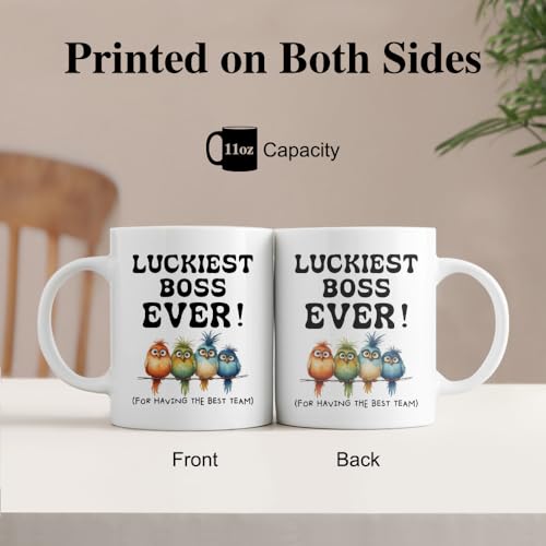 Gkodw White 11oz Lucky Boss Office Mug Bird Lovers Coffee Cup - Gift