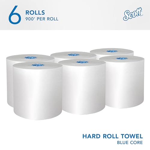 Scott Professional Hard Roll Paper Towels Blue Core, 6 Rolls x 900 ft Commercial Dispenser-Ready