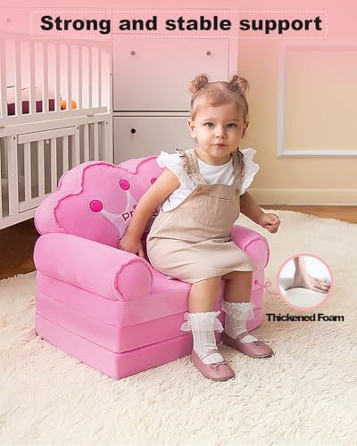 Kids Foldable Couch - Princess Chair for Toddlers, Pink, Model: Sofa