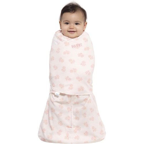 HALO 100% Cotton Sleepsack Swaddle - 3-Way Adjustable Wearable Blanket, TOG 1.5, Watercolor Rose Toss Blush, Newborn (0-3 Months)