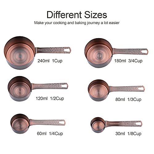 Copper Measuring Cups and Spoons Set - 14 Piece Kitchen Baking Tools with Accurate Markings