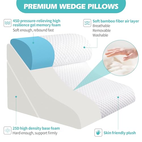 Simpledad White 3-Piece Wedge Pillow Set for Sleeping & Support