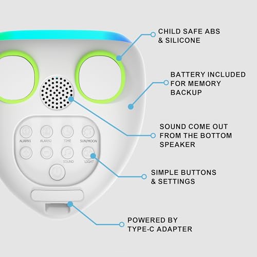 Kids Alarm Clock with Sleep Training & Night Light - Forest Green