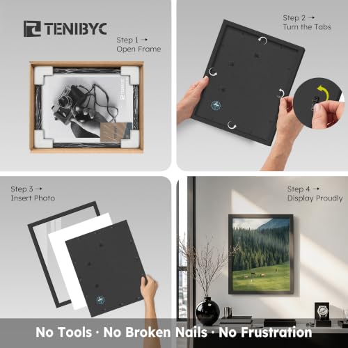 16x20 Black Wood Frame Set - 3 Pack Wall Hanging Picture Frames